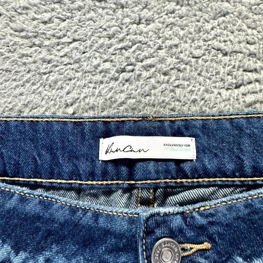 Kancan Jeans Women 24x32 Blue Denim Wide Leg Hi-Rise Distressed Raw Hem NWT - Picture 5 of 13